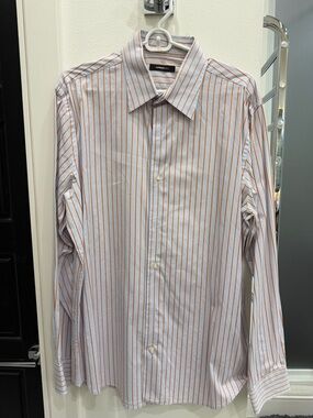 Express White Dress Shirt with Orange Stripes